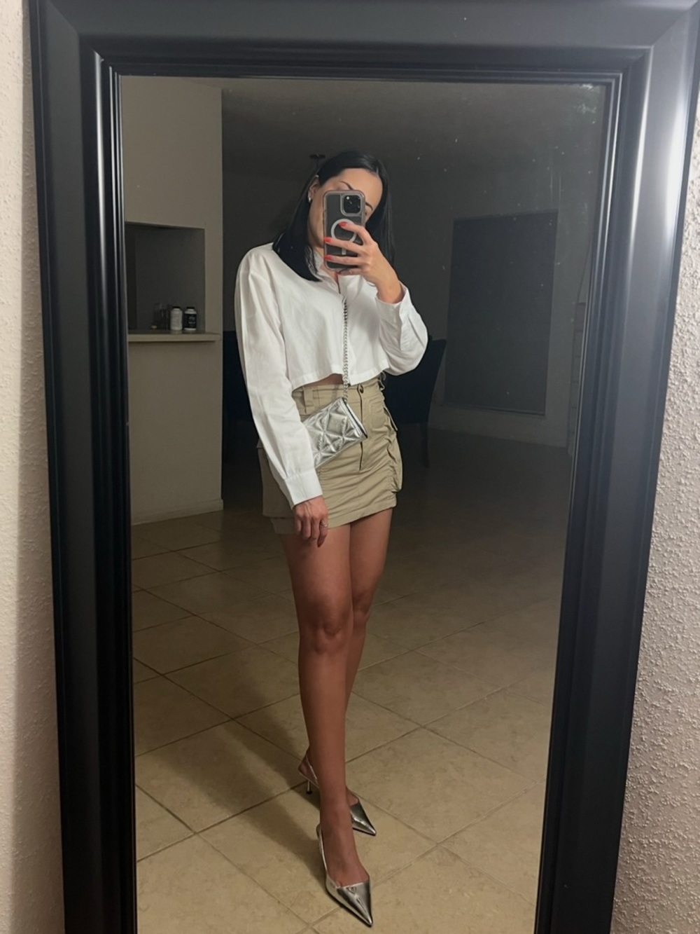 H&M Tan Cargo Mini Skirt Size 4 Utility Pocket Skirt